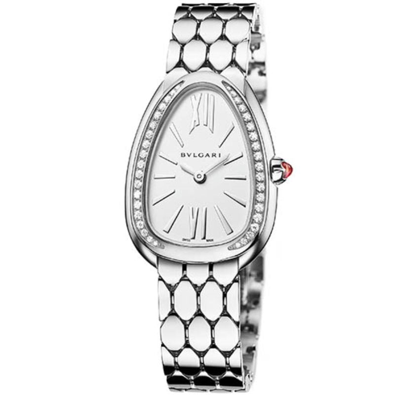 Bvlgari Serpenti Seduttori Diamonds Silver Dial Silver Steel Strap Watch for Women - SERPENTI103361