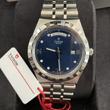 Tudor Royal Automatic Diamonds Blue Dial Silver Steel Strap Watch for Men - M28600-0006