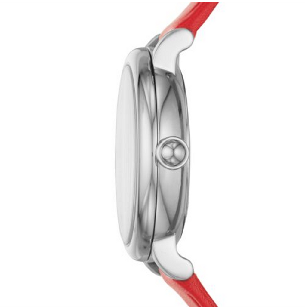 Marc Jacobs Roxy Silver Dial Red Leather Strap Watch for Women - MJ1632