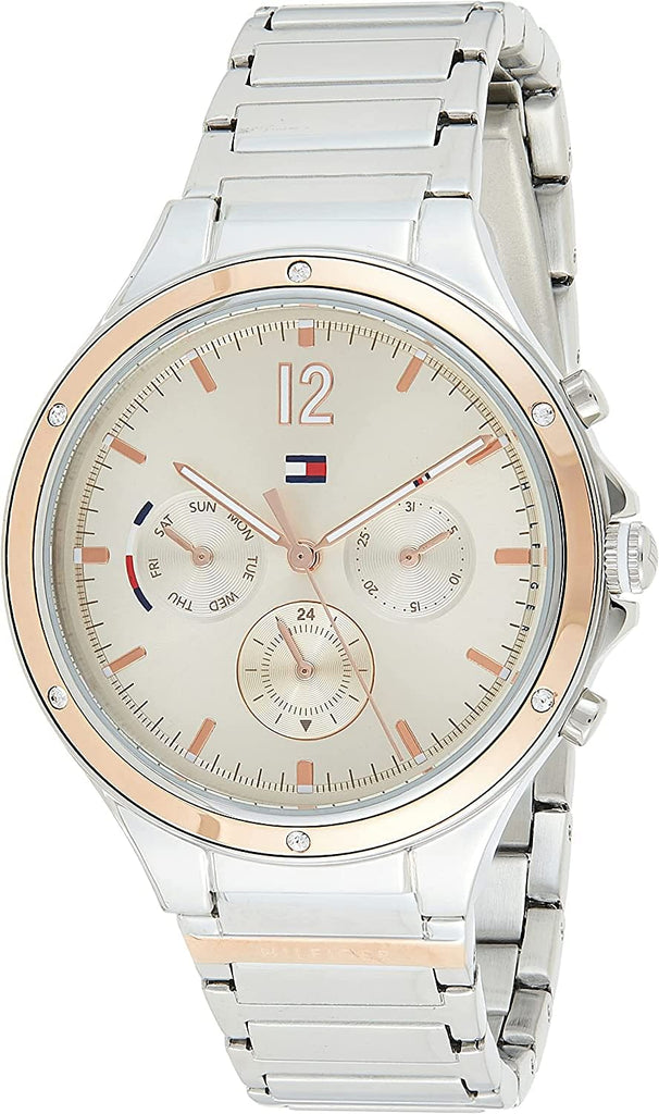 Tommy Hilfiger Eve Chronograph Quartz Pink Dial Silver Steel Strap Watch For Women - 1782279