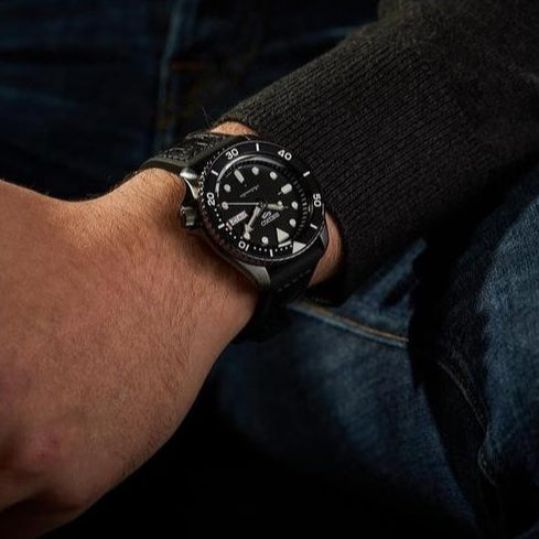 Seiko 5 Sport Automatic Black Dial Black Silicone Strap Watch For Men - SRPD65K3