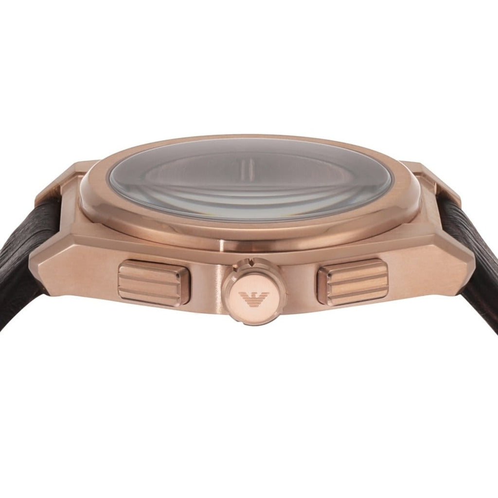 Emporio Armani Federico Chronograph Blue Dial Brown Leather Strap Watch For Men - AR11563