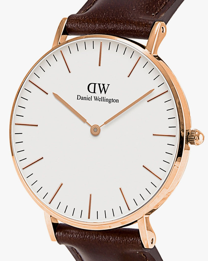 Daniel Wellington Classic Bristol White Dial Brown Leather Strap Watch For Men - DW00100009