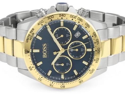Hugo Boss Hero Blue Dial Two Tone Steel Strap Watch for Men - 1513767