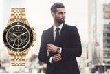 Michael Kors Bayville Chronograph Black Dial Gold Steel Strap Watch For Men - MK8726