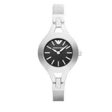 Emporio Armani Classic Quartz Black Dial Silver Steel Strap Watch For Women - AR7328