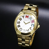 Marc Jacobs Rivera White Dial Gold Steel Strap Watch for Women - MBM3137