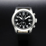 Marc Jacobs Larry Chronograph Black Dial Black Leather Strap Watch for Men - MBM5033
