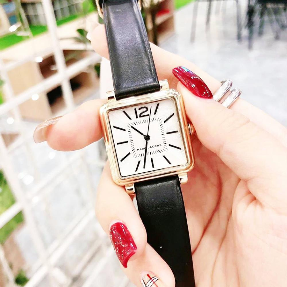 Marc Jacobs Vic Silver Dial Black Leather Strap Watch for Women - MJ1437