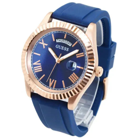 Guess Connoisseur Blue Dial Blue Silicone Strap Watch For Men - GW0335G2
