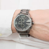 Diesel Mega Chief Chronograph Grey Dial Grey Steel Strap Watch for Men - DZ4282