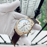 Salvatore Ferragamo F-80 Classic White Dial Brown Leather Strap Watch for Men - SFDT00819