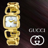 Gucci G Gucci Diamonds Mother of Pearl Dial Yellow Gold Steel Strap Watch For Women - YA125513