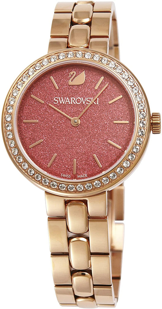 Swarovski Daytime Quartz Coral Dial Rose Gold Steel Strap Watch for Women - 5182250