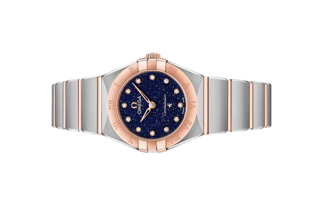 Omega Constellation Quartz Diamonds Blue Dial Two Tone Steel Strap Watch for Women - 131.20.25.60.53.002