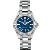 Tag Heuer Aquaracer Quartz Diamonds Blue Dial Silver Steel Strap Watch for Women - WAY131N.BA0748