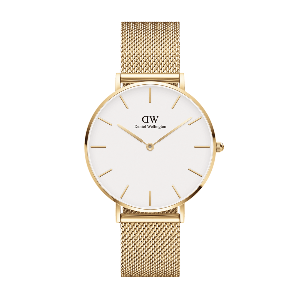 Daniel Wellington Classic Petite Evergold White Dial Gold Mesh Bracelet Watch For Women - DW00100350