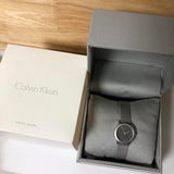 Calvin Klein Minimal Grey Dial Silver Mesh Bracelet Watch for Women - K3M53154