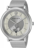 Versace V-Circle Silver Dial Silver Mesh Bracelet Watch for Men - VBQ060017