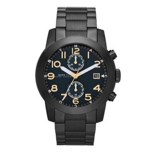 Marc Jacobs Larry Chronograph Black Dial Black Steel Strap Watch for Men - MBM8606