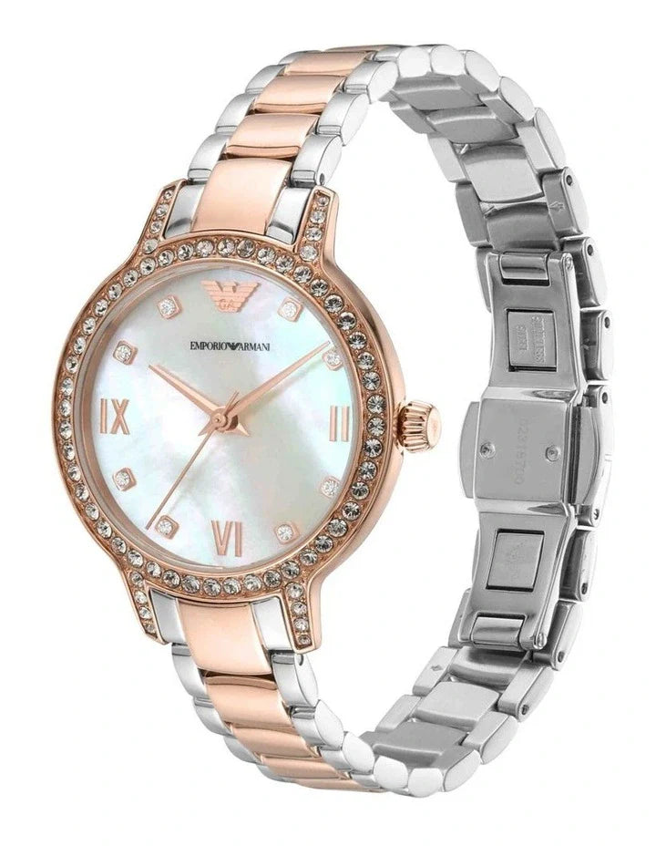Emporio Armani Cleo Mother of Pearl Dial Two Tone Steel Strap Watch For Women - AR11499