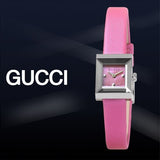 Gucci G-Frame Square Fuchsia Mother of Pearl Dial Fuchsia Leather Strap Watch For Women - YA128533