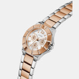 Guess Sunray Multifunction Crystals Silver Dial Two Tone Steel Strap Watch For Women - GW0616L3