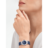 Bvlgari Lvcea Intarsio Aventurine Diamonds Blue Dial Blue Leather Strap Watch for Women - LVCEA103617