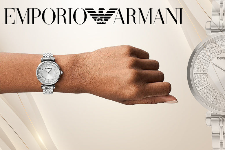 Emporio Armani Gianni T-Bar Quartz Silver Dial Silver Steel Strap Watch For Women - AR11445