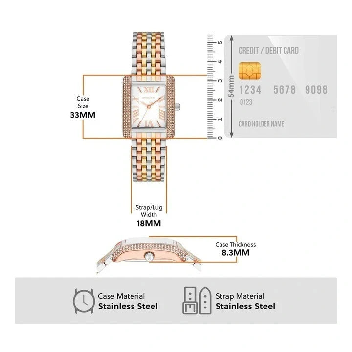 Michael Kors Emery Three-Hand White Dial Two Tone Steel Strap Watch for Women - MK4744