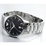 Emporio Armani Classic Quartz Black Dial Silver Steel Strap Watch For Women - AR2441
