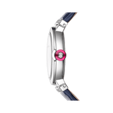 Bvlgari Lvcea Intarsio Aventurine Diamonds Blue Dial Blue Leather Strap Watch for Women - LVCEA103617