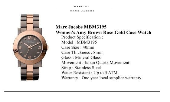 Marc Jacobs Amy Grey Dial Two Tone Steel Strap Watch for Women - MBM3195