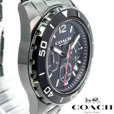 Coach Kent Chronograph Black Dial Black Steel Strap Watch for Men - 14602554