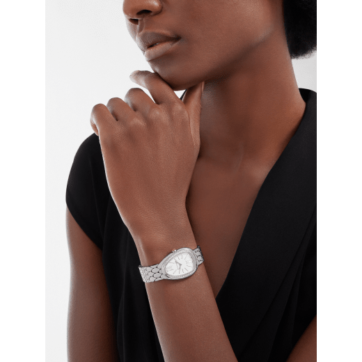 Bvlgari Serpenti Seduttori Diamonds Silver Dial Silver Steel Strap Watch for Women - SERPENTI103361