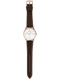 Emporio Armani Minimalist Quartz White Dial Brown Leather Strap Watch For Men - AR11572