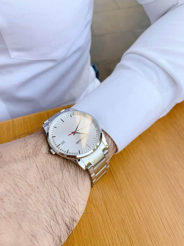 Calvin Klein City Quartz White Dial Silver Steel Strap Watch for Men - K2G2G1Z6