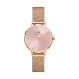 Daniel Wellington Petite Melrose Pink Dial Rose Gold Mesh Strap Watch For Women - DW00100368