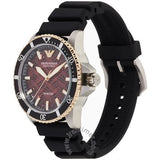 Emporio Armani Meccanico Automatic Red Dial Black Silicon Strap Watch For Men - AR60070