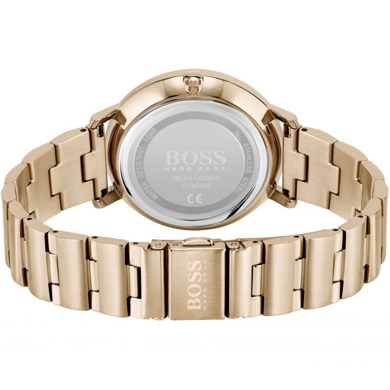 Hugo Boss Prima Gold Dial Gold Steel Strap Watch for Women - 1502571