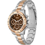 Hugo Boss Novia Brown Dial Two Tone Steel Strap Watch for Women - 1502617