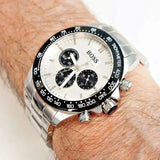 Hugo Boss Ikon White Dial Silver Steel Strap Watch for Men - 1512964