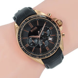Hugo Boss Driver Black Dial Black Leather Strap Watch for Men - 1513092