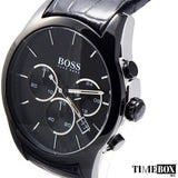 Hugo Boss Onyx Black Dial Black Leather Strap Watch for Men - 1513367