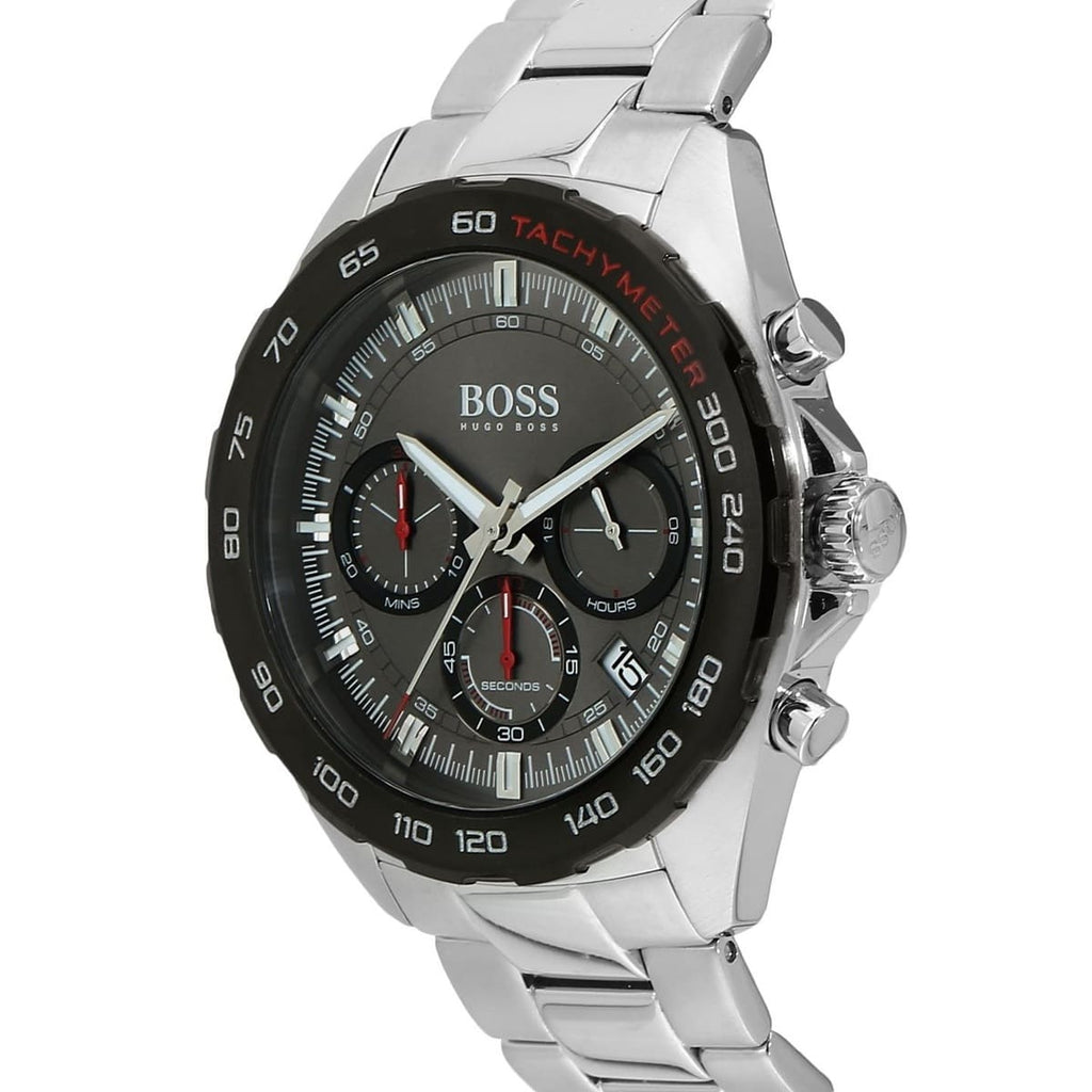 Hugo Boss Intensity Chronograph Black Dial Silver Steel Strap Watch For Men - 1513680