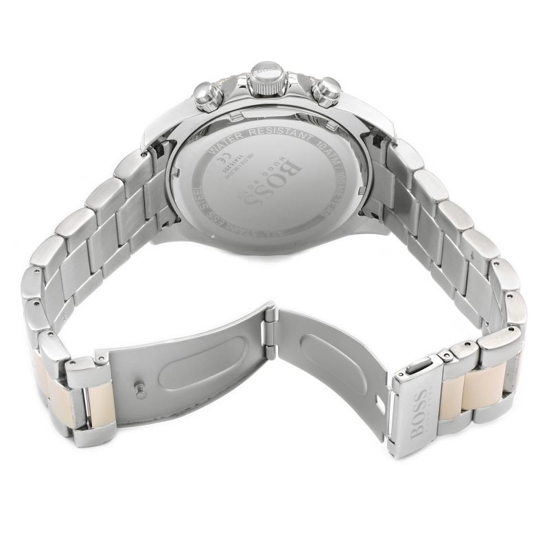 Hugo Boss Ocean Edition Black Dial Two Tone Steel Strap Watch for Men - 1513705