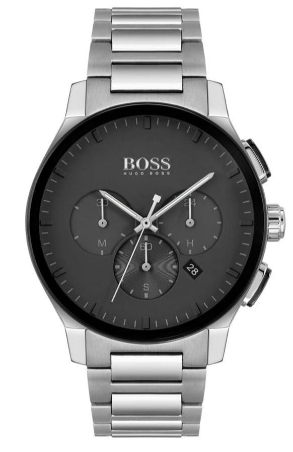Hugo Boss Peak Black Dial Silver Steel Strap Watch for Men - 1513762