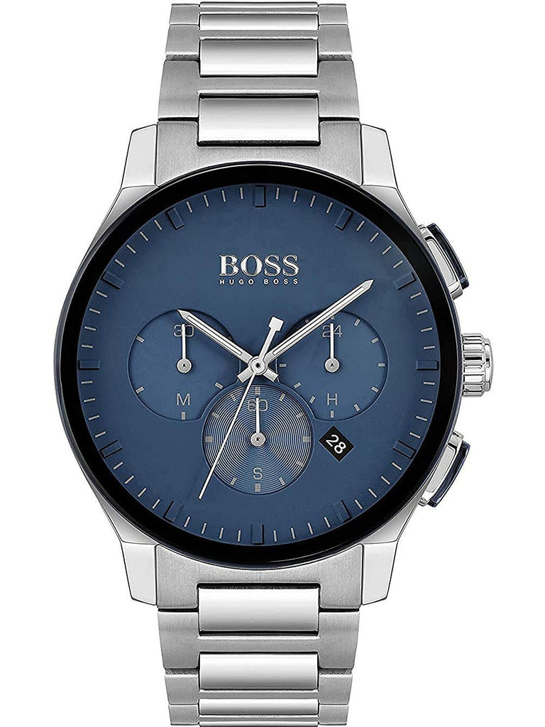 Hugo Boss Peak Chronograph Blue Dial Silver Steel Strap Watch for Men - 1513763