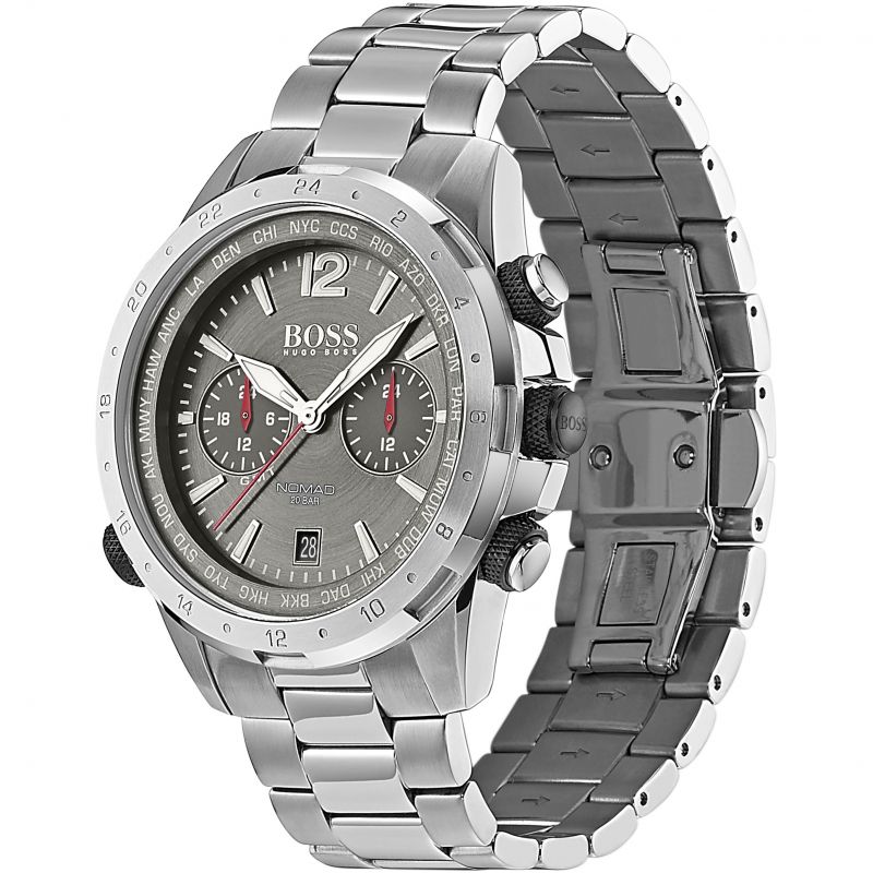 Hugo Boss Nomad Grey Dial Silver Steel Strap Watch for Men - 1513774