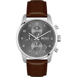 Hugo Boss Skymaster Grey Dial Brown Leather Strap Watch for Men - 1513787